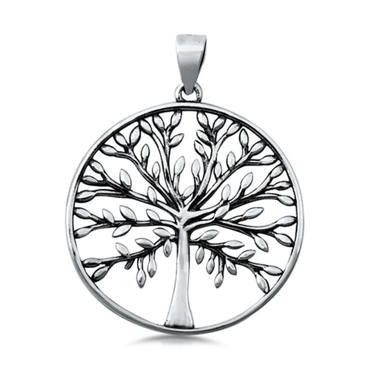 Sterling Silver Tree of Life Pendant Branch Leaf Family Cutout Charm 925 New