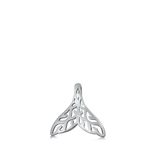Sterling Silver Unique Filigree Whale Tail Pendant Ocean Nautical Beach Charm