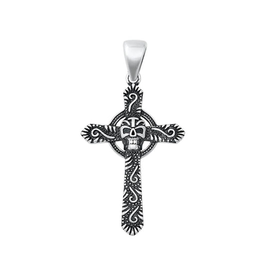 Sterling Silver Beautiful Oxidized Cross Pendant Ornage Christian Charm 925 New