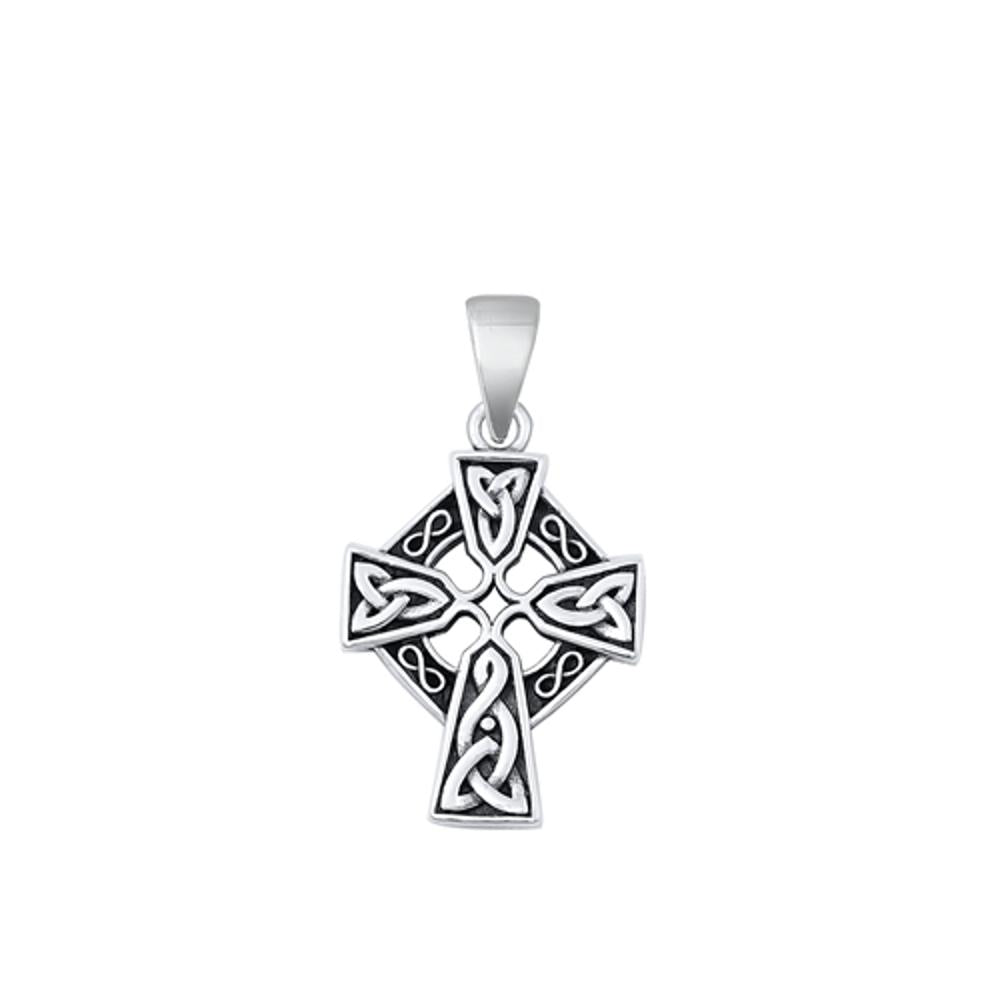 Sterling Silver Polished Celtic Knot Cross Pendant Christian Charm 925 New