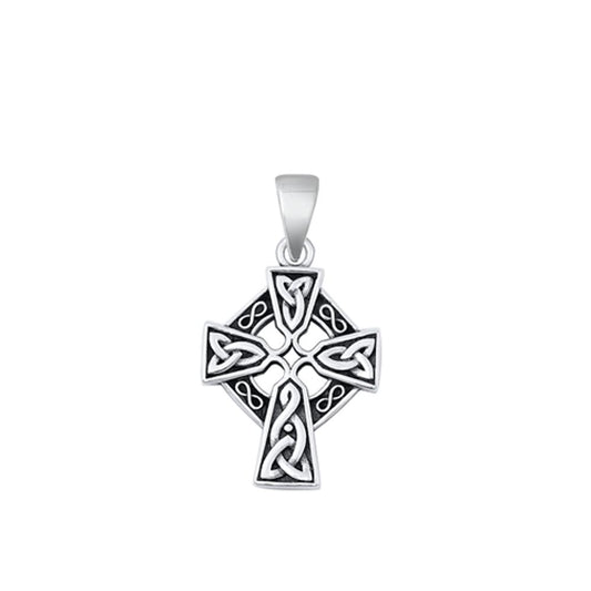 Sterling Silver Polished Celtic Knot Cross Pendant Christian Charm 925 New
