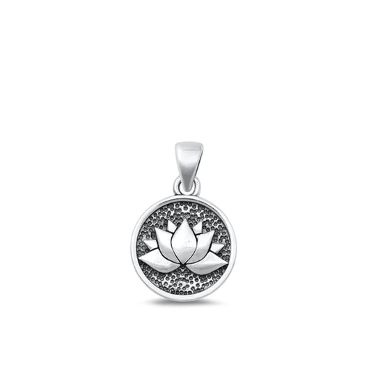 Sterling Silver Wholesale Lotus Pendant Oxidized Flower Charm 925 New