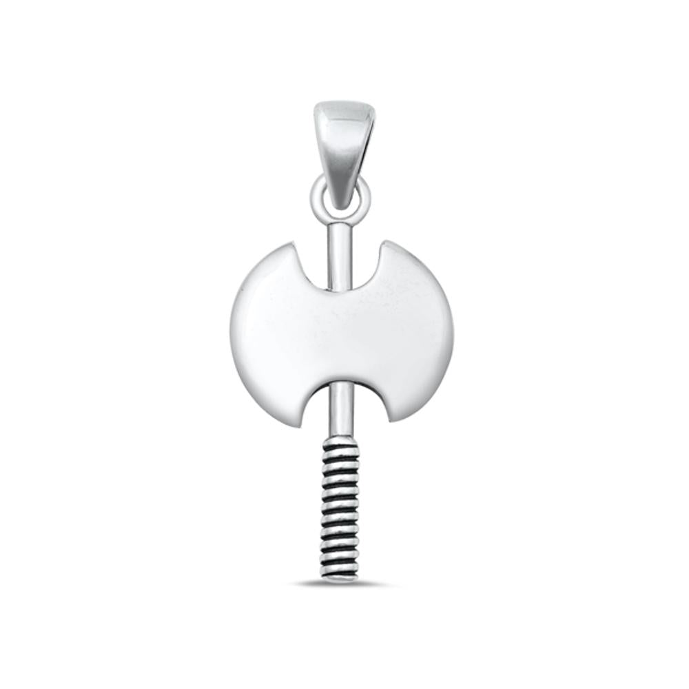 Sterling Silver Double Headed Axe Fashion Pendant High Polished Charm 925 New