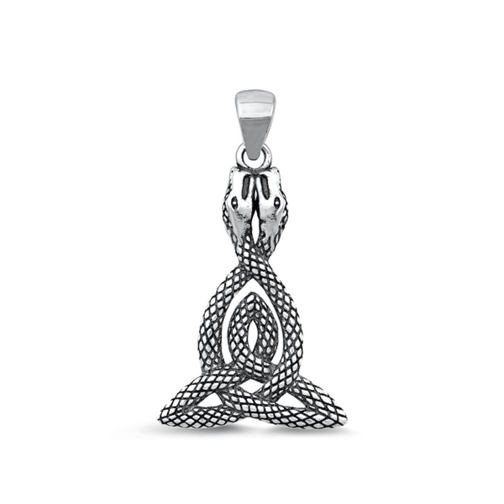 Sterling Silver Classic Celtic Knot Snake Pendant Oxidized Charm 925 New