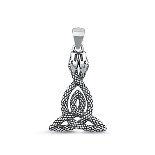 Sterling Silver Classic Celtic Knot Snake Pendant Oxidized Charm 925 New