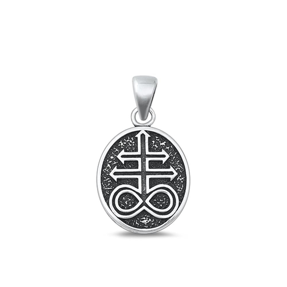 Sterling Silver Oxidized Leviathan Cross Medallion Pendant Charm .925 New