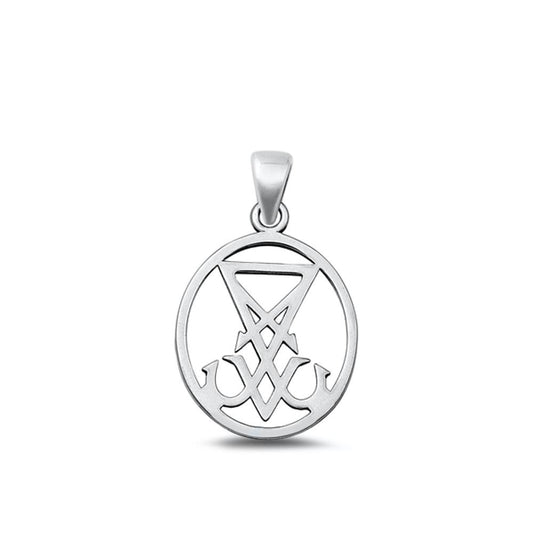 Sterling Silver Fashion Oxidized Outlined Lucifer Sigil Pendant .925 New Charm