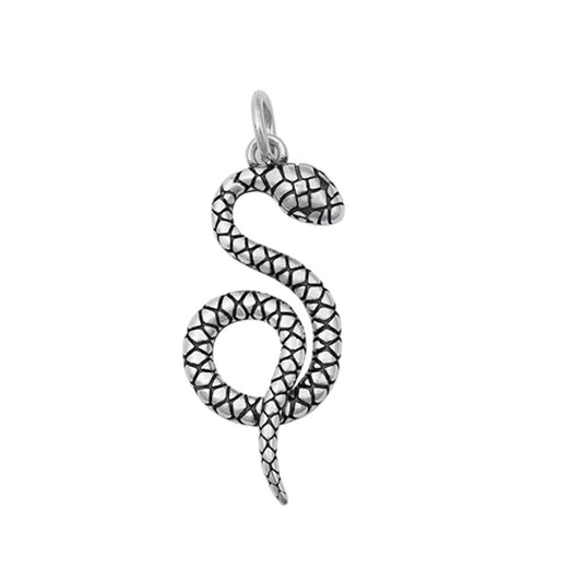 Sterling Silver Fashion Snake Pendant Unique Viper Serpent Charm 925 New