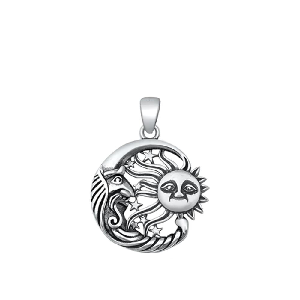 Sterling Silver Unique Moon Sun Pendant Magical Star Fantasy Charm 925 New