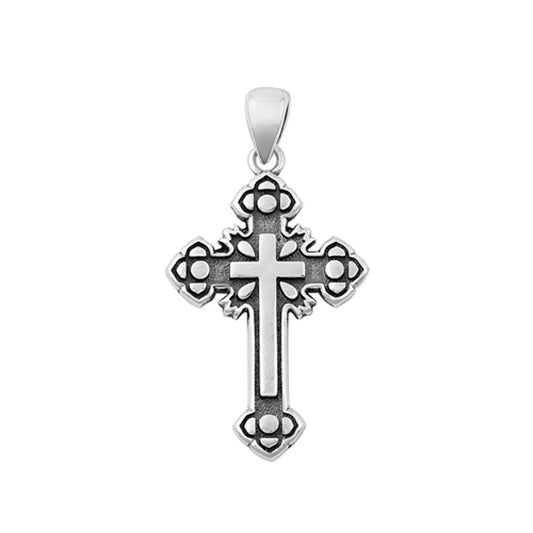 Sterling Silver Fashion Oxidized Cross Pendant Christian Faith Charm 925 New