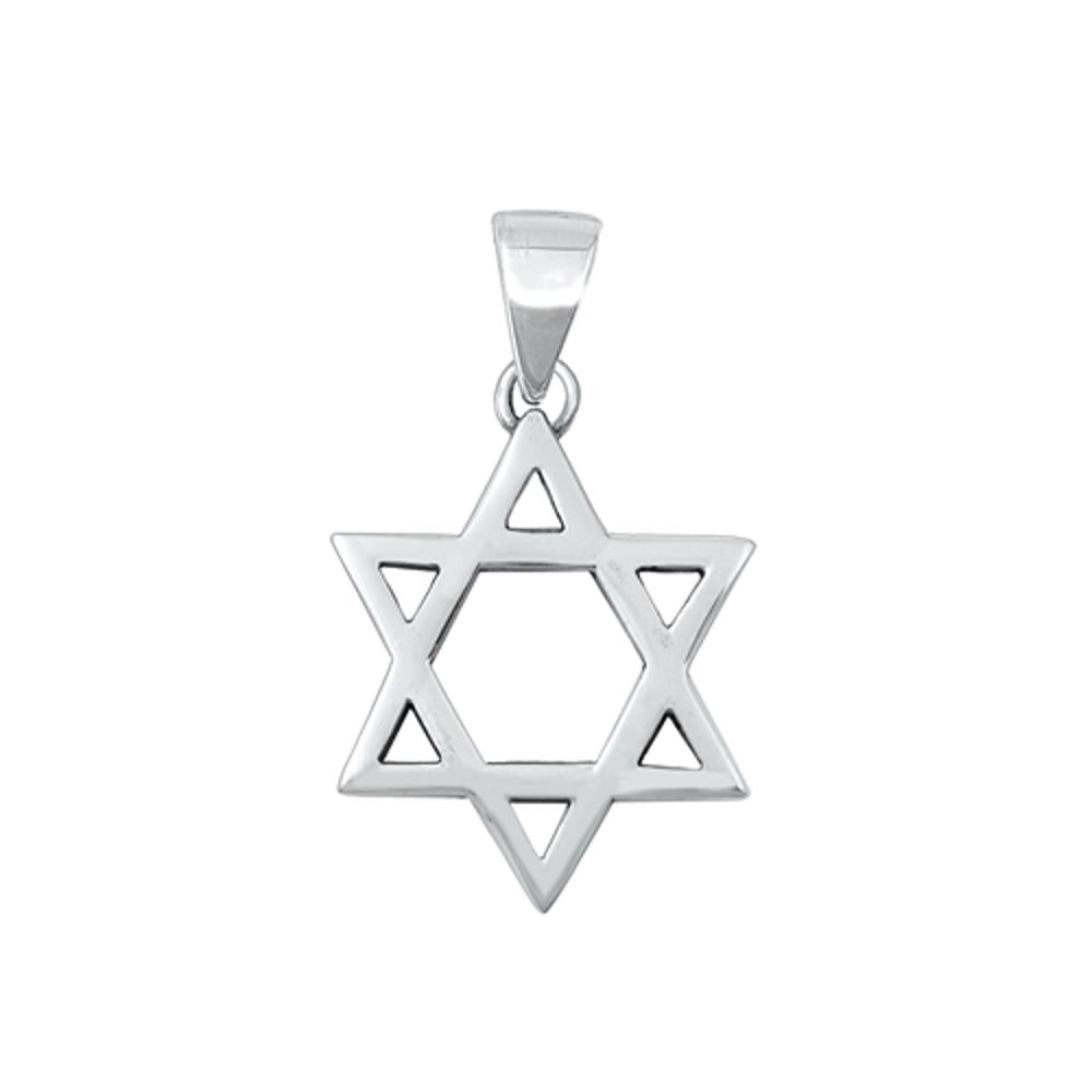 Sterling Silver Beautiful Jewish Star of David Pendant Polished Charm 925 New