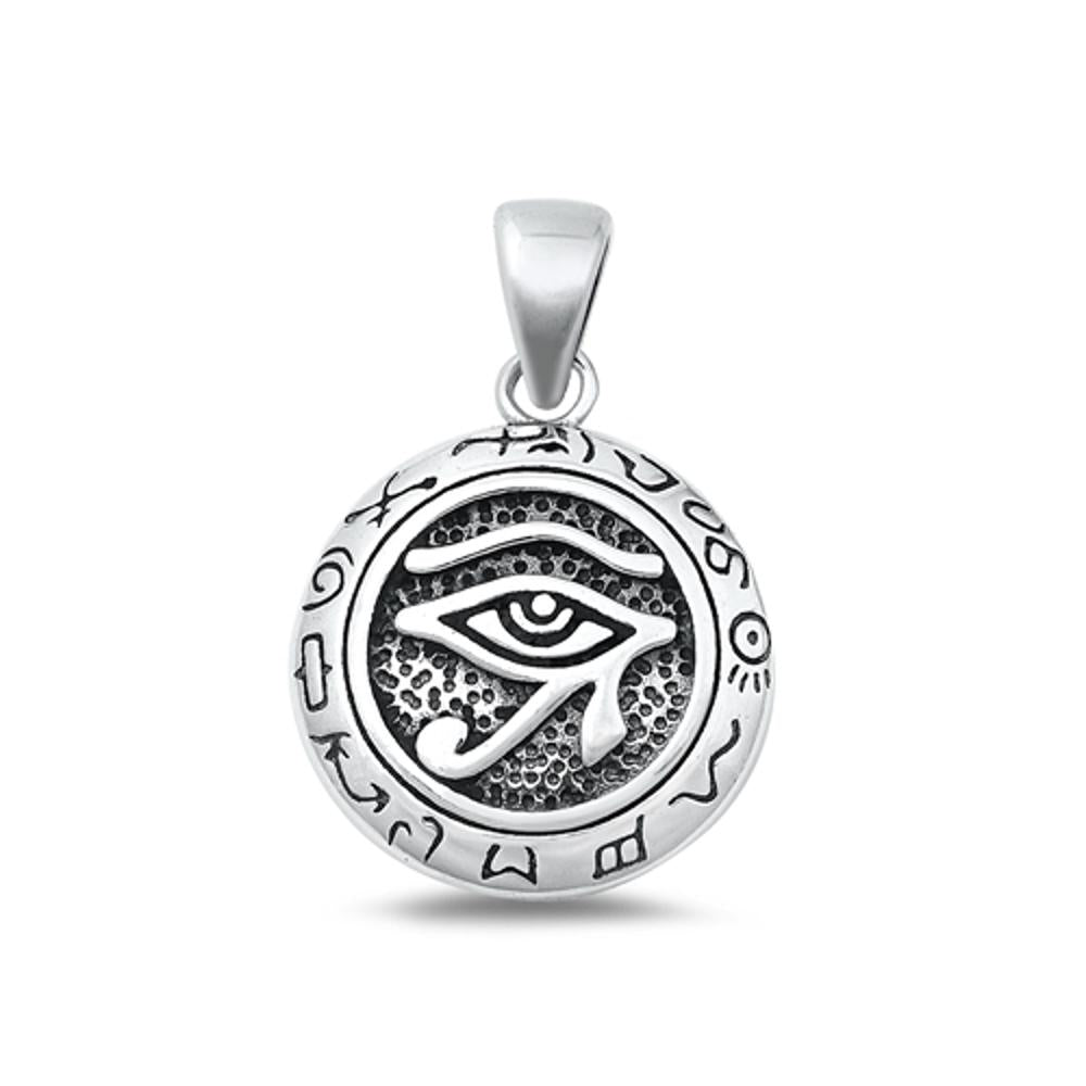 Sterling Silver Classic Eye of Horus & Zodiac Pendant High Polished Charm 925