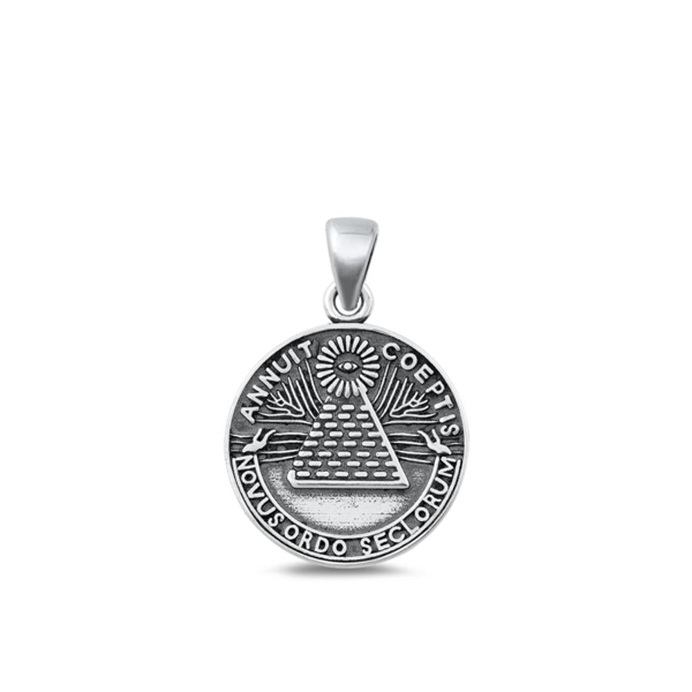 Sterling Silver Novus Ordo Seclorum Pendant Annuit Coeptis Medallion Charm .925