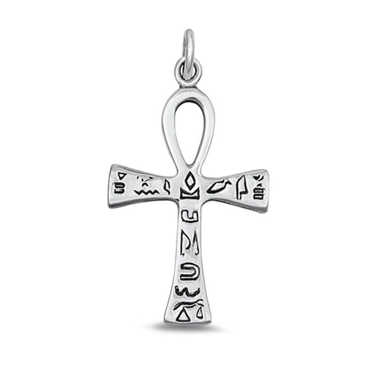 Sterling Silver Cute High Polished Ankh Pendant Egyptian Cross Charm .925 New