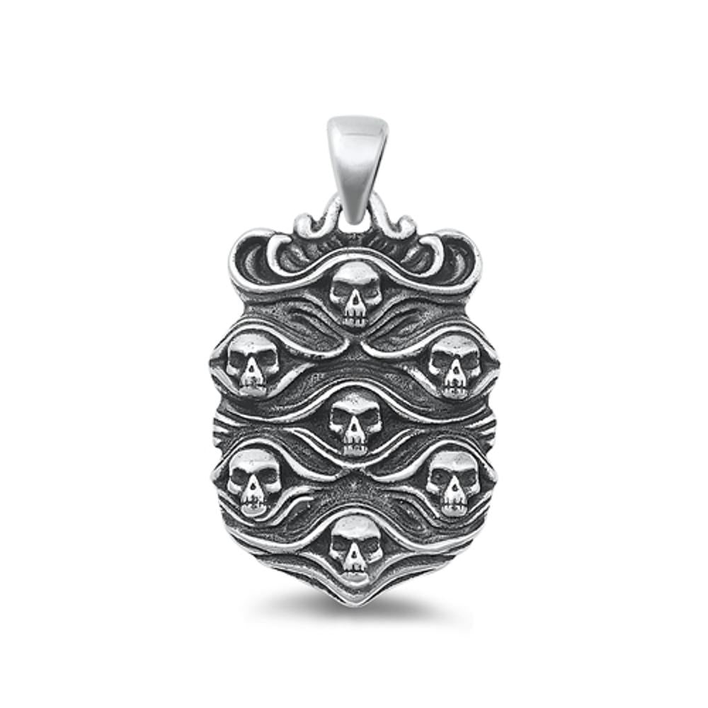 Sterling Silver Wholesale Oxidized Skulls Pendant High Polished Charm .925 New