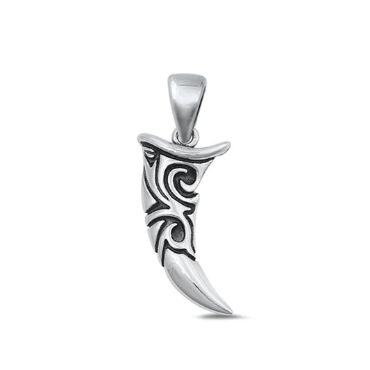 Sterling Silver Fashion Oxidized Hawaiian Tribal Tooth Charm Pendant .925 New