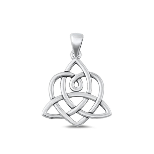 Sterling Silver Fashion Triquetra & Heart Knot Pendant Love Charm .925 New