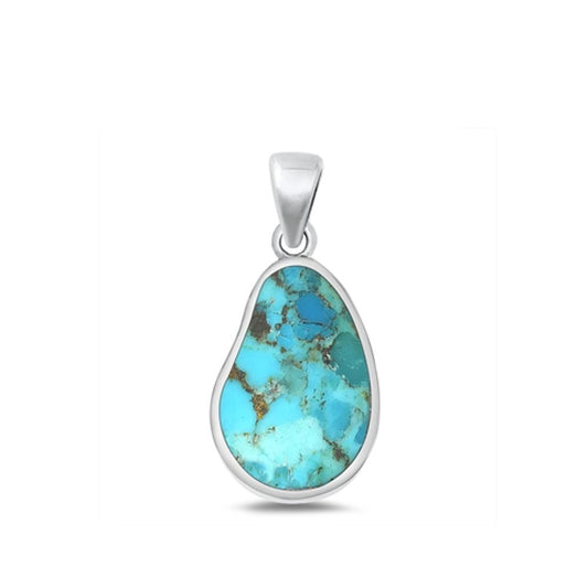 Sterling Silver Cute Turquoise Pendant High Polished Charm .925 New
