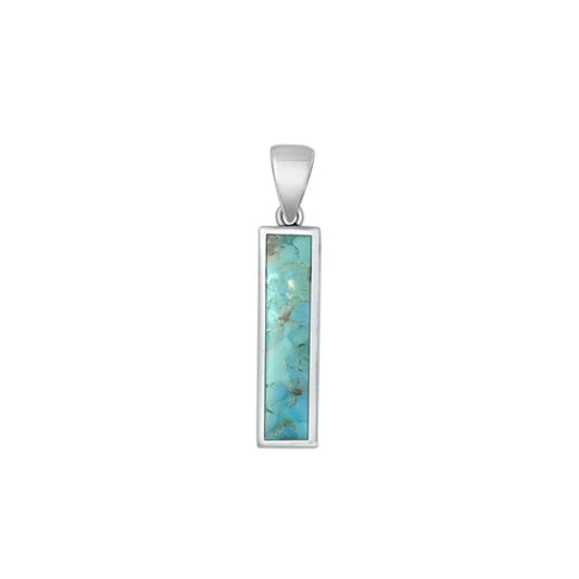 Sterling Silver Cute Turquoise Pendant High Polished Charm .925 New