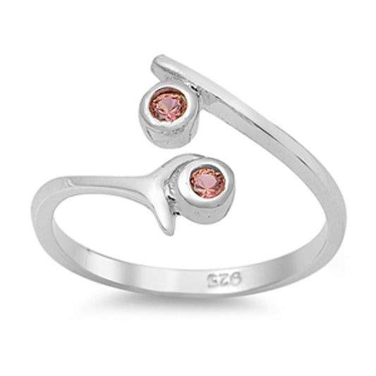 Round Champagne Simulated CZ .925 Sterling Silver Toe Ring