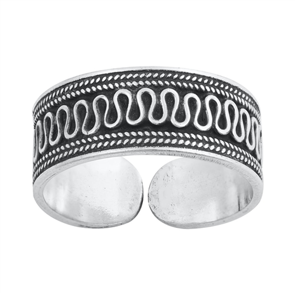 Sterling Silver Beautiful Bali Toe Ring Oxidized Adjustable Midi Band 925 New