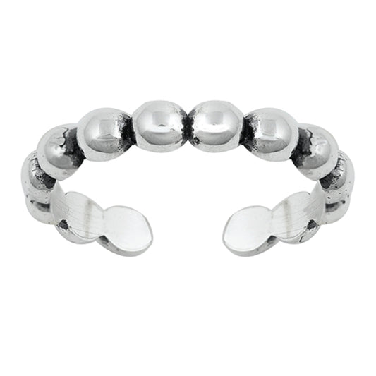 Sterling Silver Wholesale Bali Bead Toe Ring Oxidized Adjustable Midi Band 925