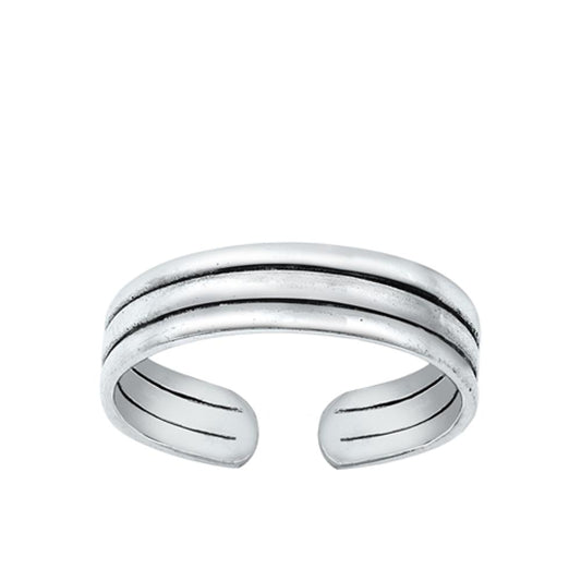 Sterling Silver Classic High Polished Toe Ring Adjustable Midi Band 925 New