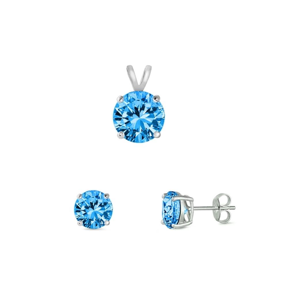 Sterling Silver Simple Statement Classic Traditional Earrings Blue Topaz CZ 925