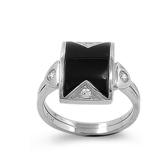 White CZ Promise Black Curve Ring New .925 Sterling Silver Band Sizes 5-9