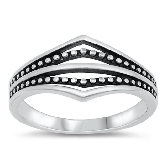 Ornate Boho Bali Chevron Ring .925 Sterling Silver Band Sizes 5-10