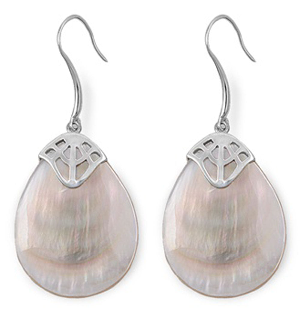 Teardrop Earrings Simulated Mother of Pearl .925 Sterling Silver