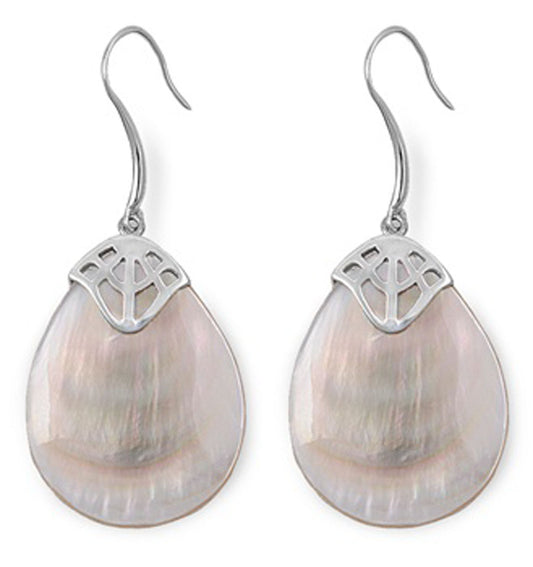 Teardrop Earrings Simulated Mother of Pearl .925 Sterling Silver