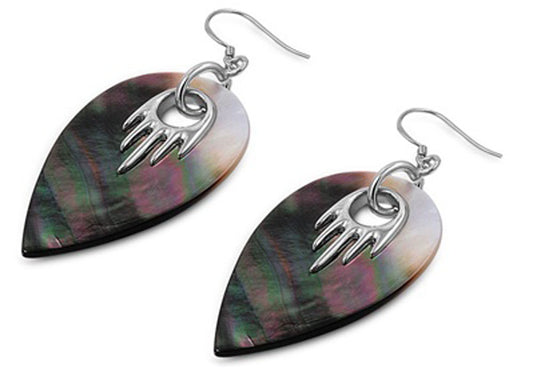 Teardrop Earrings Simulated Mother of Pearl .925 Sterling Silver