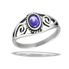 Stainless Steel Bali Style Ring With Amethyst CZ And Swirls