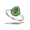 Stainless Steel Braided Teardrop Ring With Emerald CZ