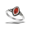 Stainless Steel Braided Marquise Ring With Garnet CZ