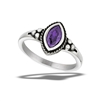 Stainless Steel Braided Marquise Ring With Amethyst CZ