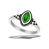 Stainless Steel Braided Marquise Ring With Emerald CZ