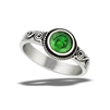 Stainless Steel Braided Round Ring With Squiggle And Emerald CZ