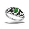 Stainless Steel Bali Style Ring With Flowers And Emerald CZ