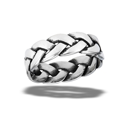 Stainless Steel Classic Oxidized Weave Ring