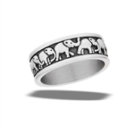 Stainless Steel Marching Herd Of Elephants Ring