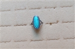 Stainless Steel Beaded Oval Ring With Synthetic Turquoise And Split Shank