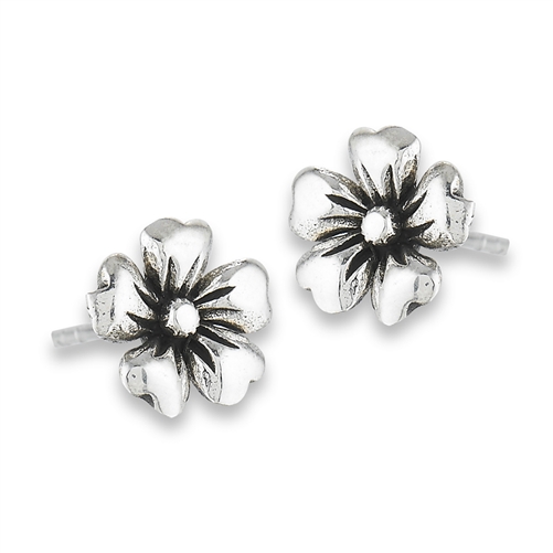 silver earrings flower