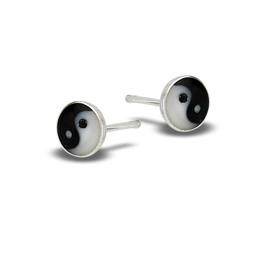 Yin yang stud earrings shop sterling silver