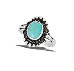 Sterling Silver Braided Ring With Synthetic Turquoise And Granulation