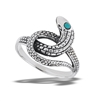 Sterling Silver Snake With Detailed Scales And Turquoise