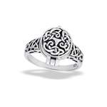 Sterling Silver Detailed Celtic Poison Ring (Opens)