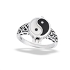 Sterling Silver Yin And Yang Poison Ring (Opens) With Side Shank Celtic Weave