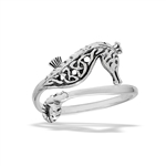 Sterling Silver Adjustable Celtic Seahorse Ring With Triquetras